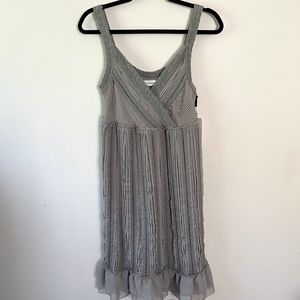 NEW- Calvin Klein Grey Knit Chiffon Dress